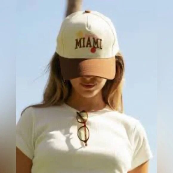 Parke Miami Embroidered Cap in Cocoa Cream, New
